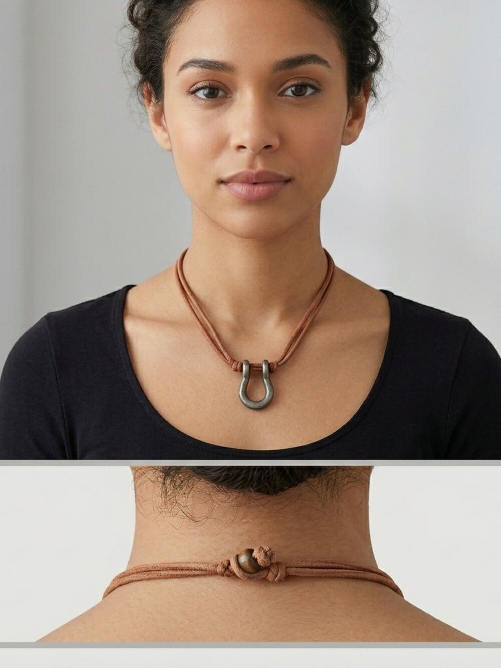 Unisex Leather & Metal Grunge Necklace/ Neck Piece